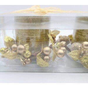 Gold Votive Gift Set Two Candle Centerpiece Accents New In Box